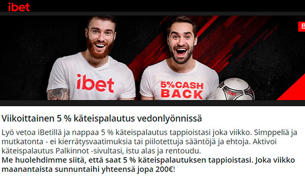 ibet käteispalautus vedonlyöntiin